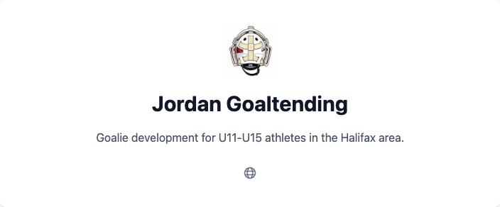 Public coach page profile header showing organization name, coach bio, and public link icon